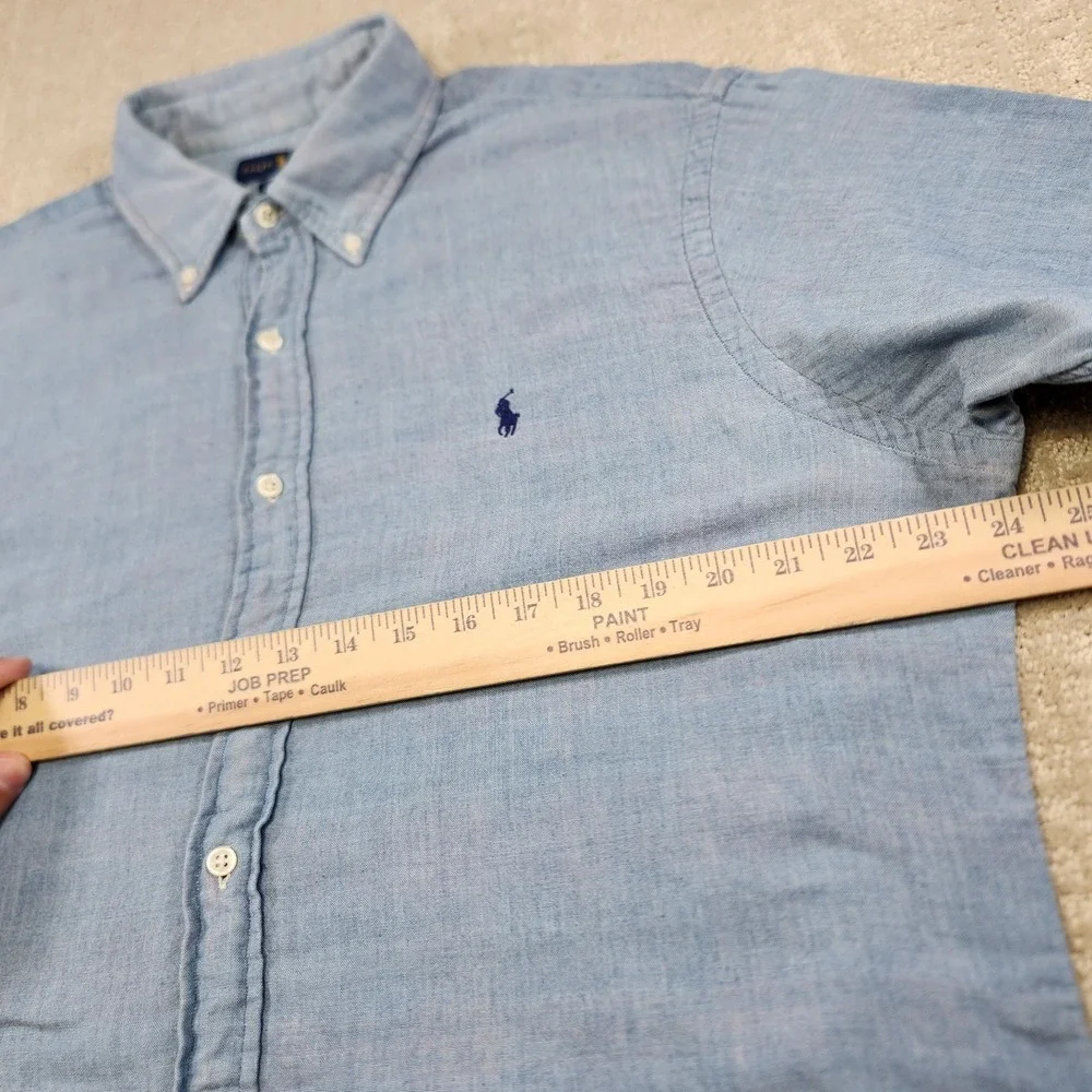 Polo Ralph Lauren Denim Shirt Men XL Slim Fit Double Face Flannel Lined Blue